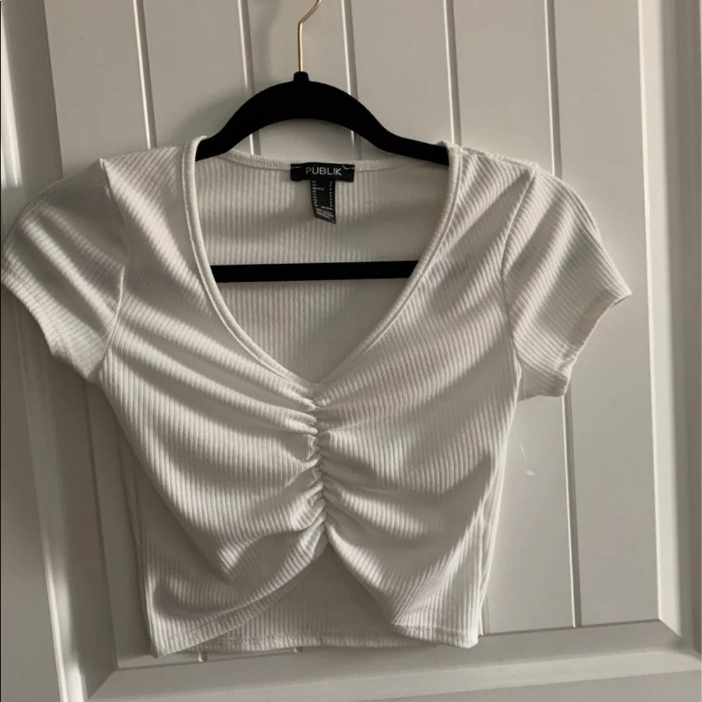 White ruched top